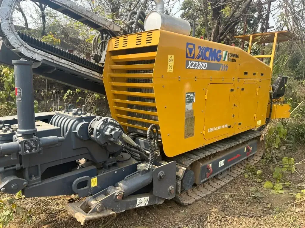 XCMG HDD rig set up beside a railway line for a trenchless crossing